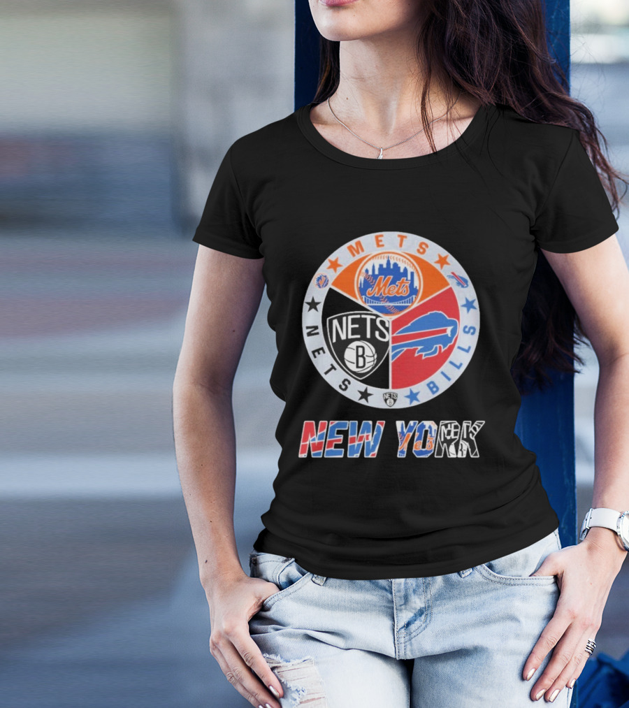 Brooklyn Nets New York Mets Buffalo Bills New York Fan Gear T-Shirt