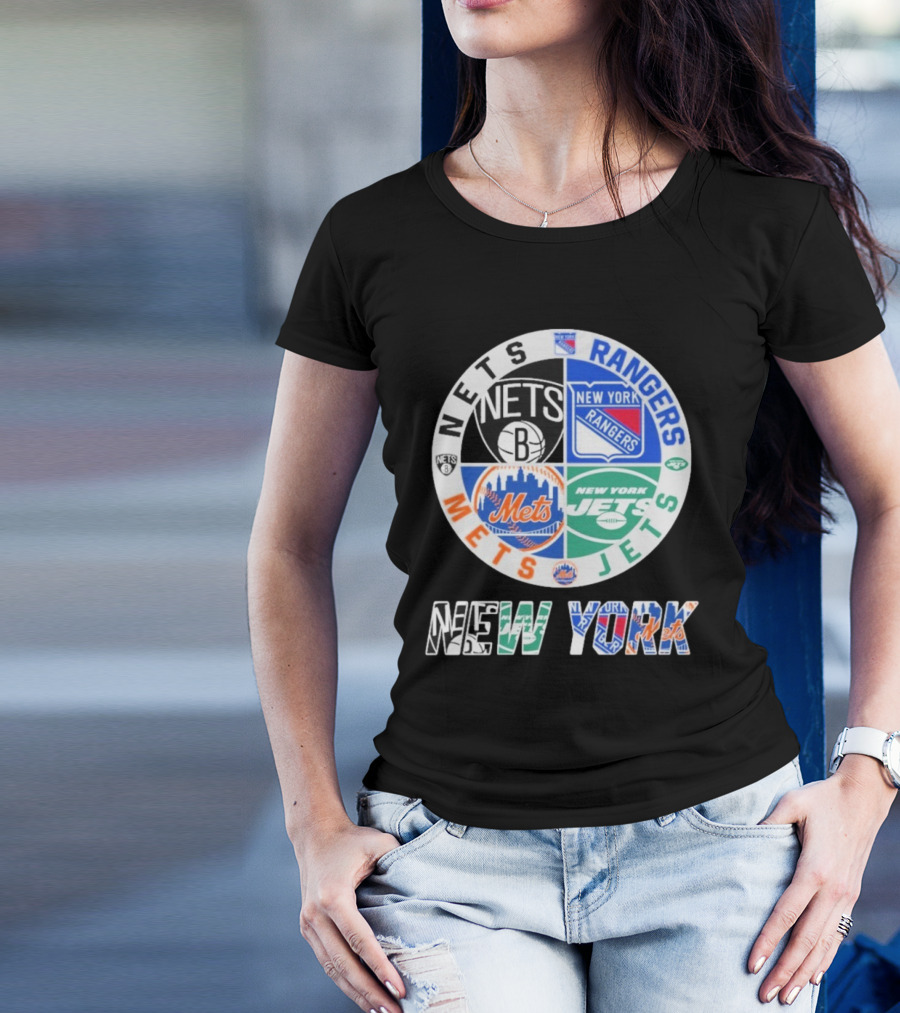 Brooklyn Nets New York Rangers Jets Mets New York T-Shirt