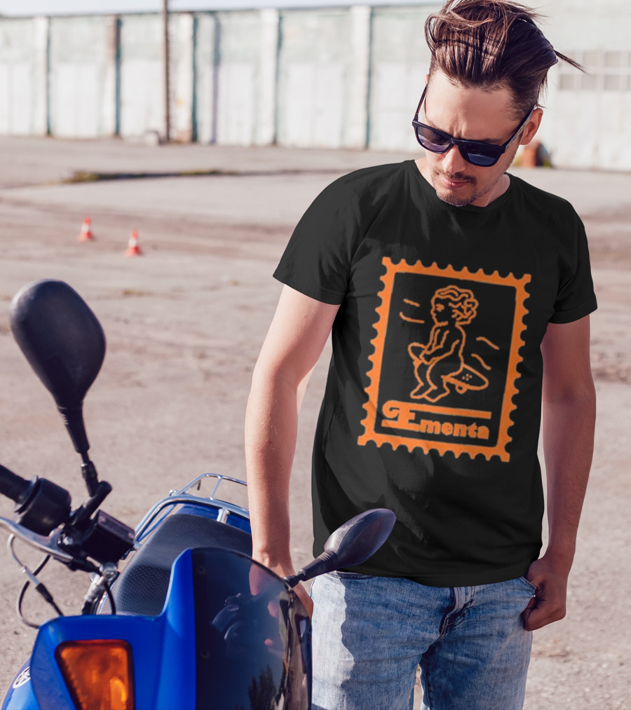 Ikon Stamp Ementa Cherub On Orange Background T-Shirt