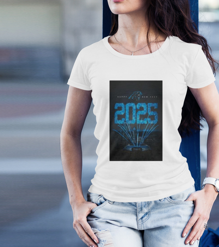 Carolina Panthers Happy New Year 2025 T-Shirt