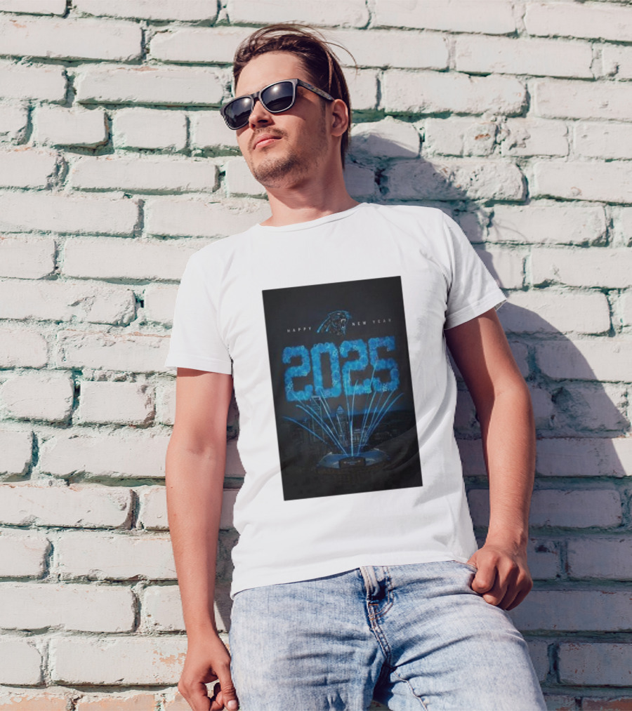 Carolina Panthers Happy New Year 2025 T-Shirt