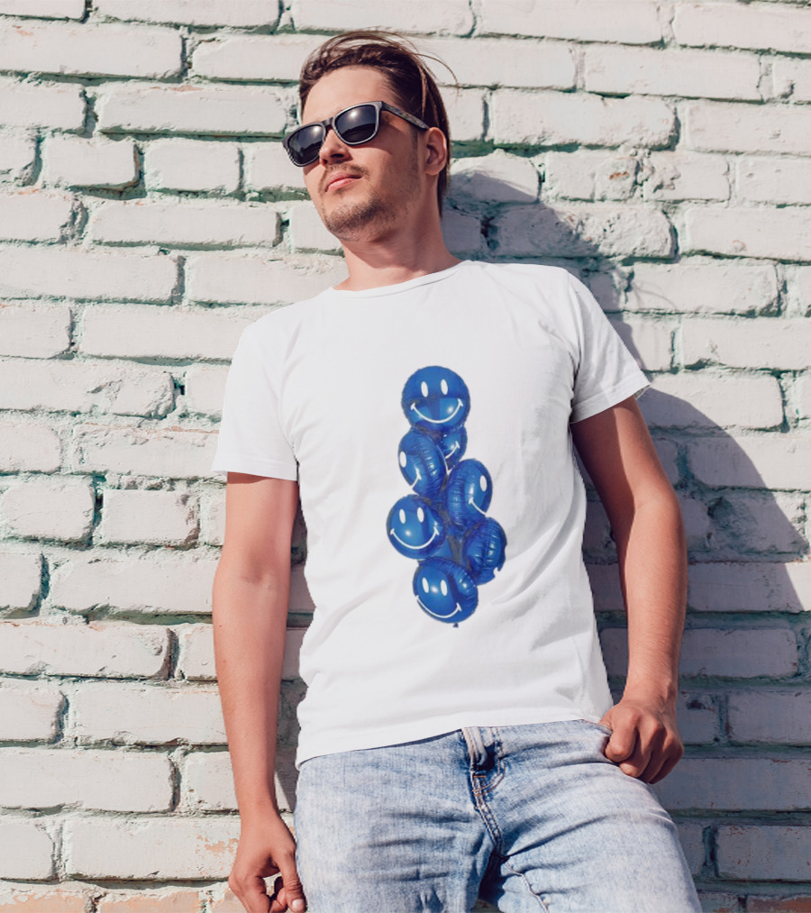 Smiley Celebration Blue Balloons T-Shirt