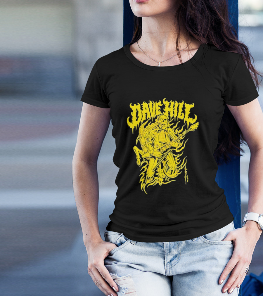 Dave Hill Skullface Yellow Flame Guitar Art By Tim Lehi T-Shirt