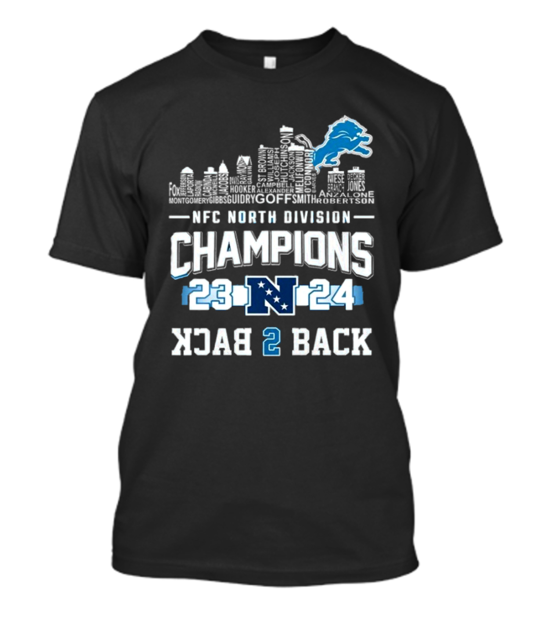 Detroit Lions NFC North Division Champions 23 24 Back 2 Back T-Shirt