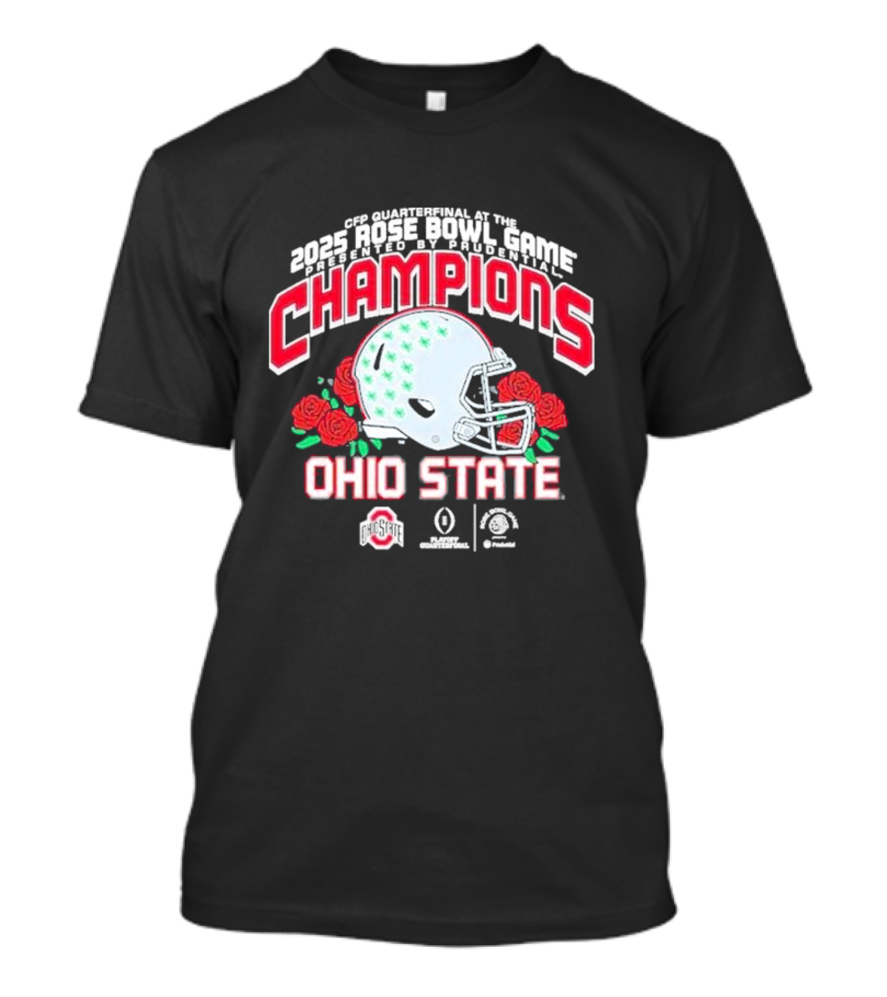 Ohio State Buckeyes 2025 Rose Bowl Game Champions Helmet CFP Quarterfinal Presented By Prudential T-Shirt