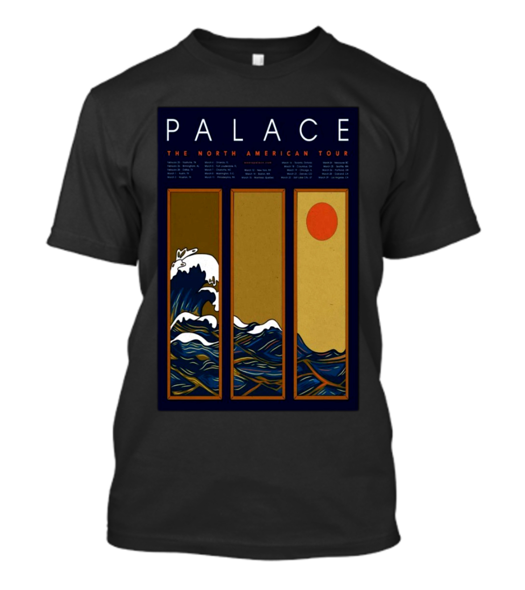 PALACE The North American Tour 2025 Ocean Wave And Rising Sun T-Shirt