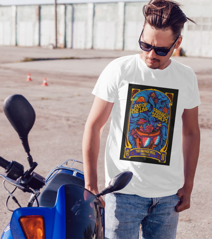 End Of The Line Frankly Scarlet Jan 4 2025 The Orange Peel Asheville NC Tour Psychedelic Art Glasses Roses T-Shirt