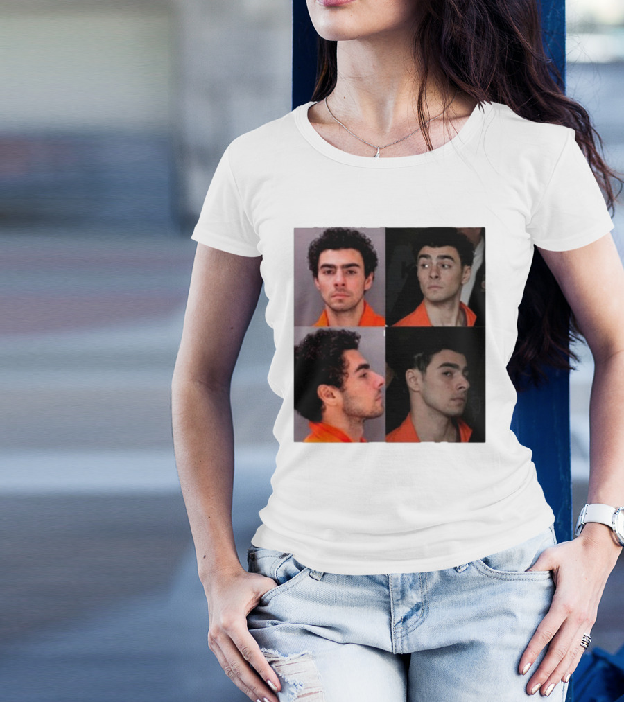 Multifaceted Expression Of Luigi Mangione In Orange Attire T-Shirt