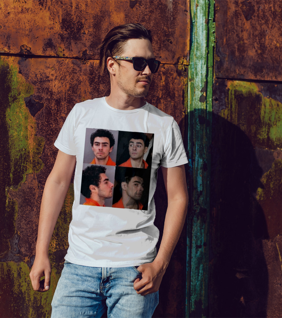 Multifaceted Expression Of Luigi Mangione In Orange Attire T-Shirt