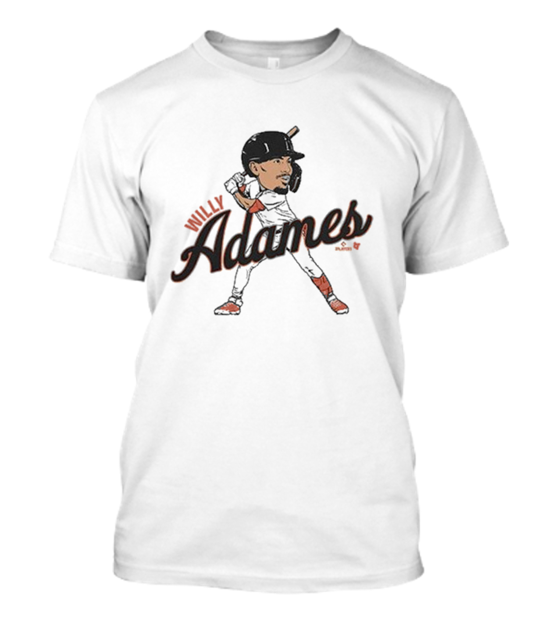 Willy Adames Baseball Player Caricature San Francisco Giants Colors MLBPA T-Shirt