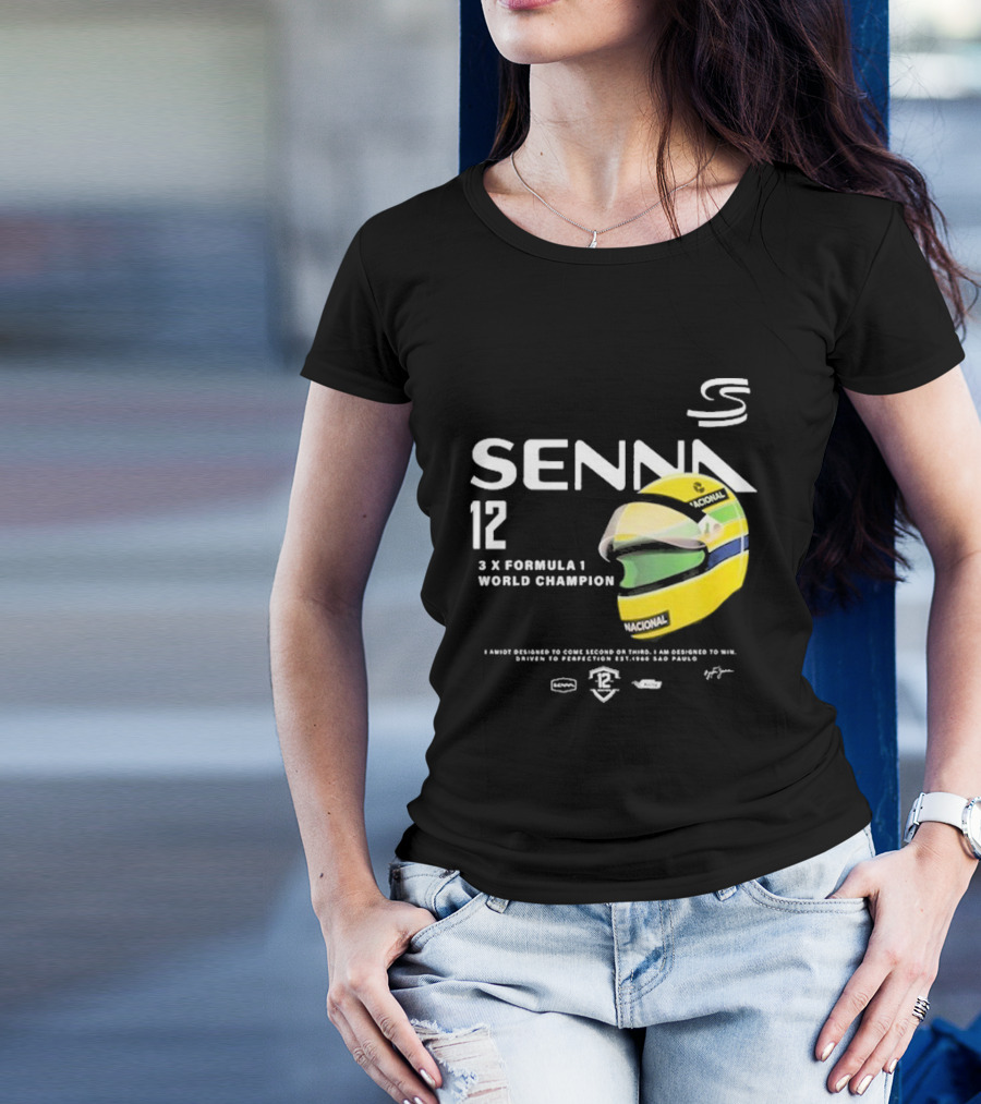 Senna 12 3x Formula 1 World Champion Driven To Perfection São Paulo Helmet T-Shirt