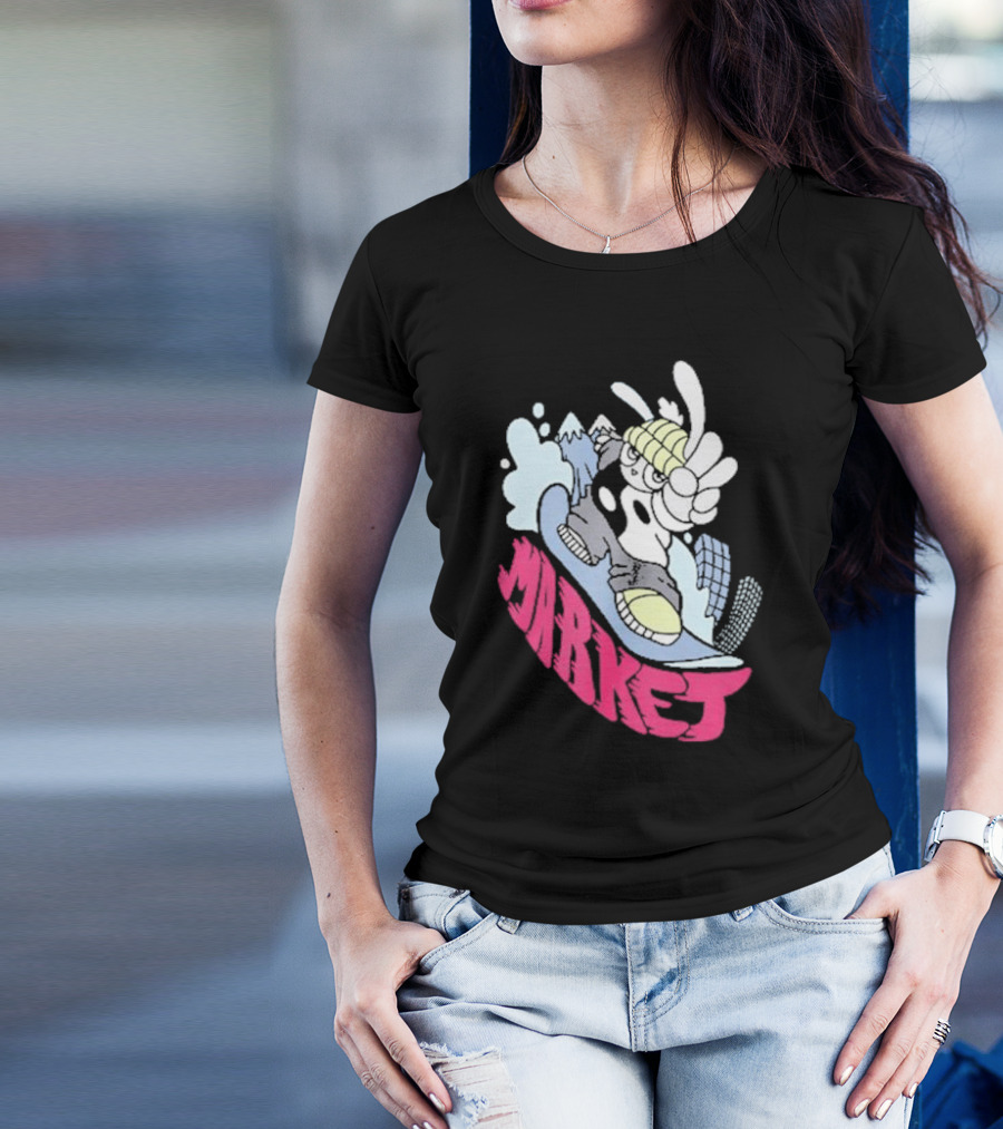 Shibuya Shred Market Snowboarding Rabbit Cartoon T-Shirt