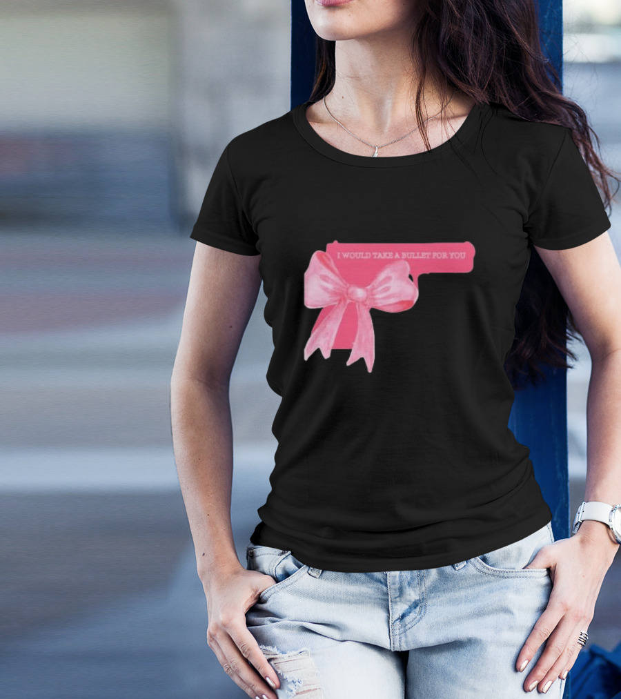 Madison Beer Type Merch Pink Gun Bow I Would Take A Bullet For You T-Shirt