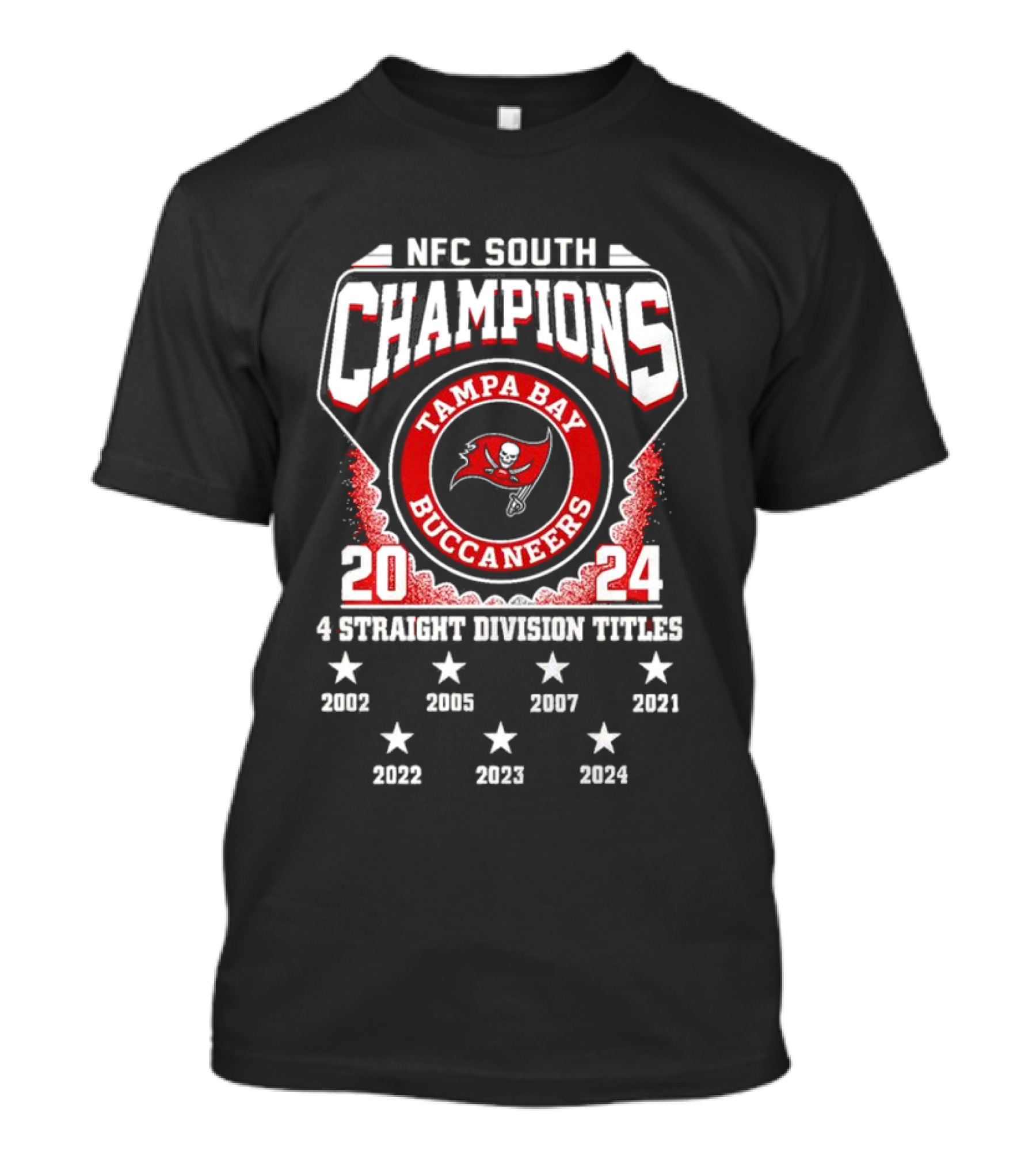 NFC South Champions Tampa Bay Buccaneers 2024 4 Straight Division Titles T-Shirt