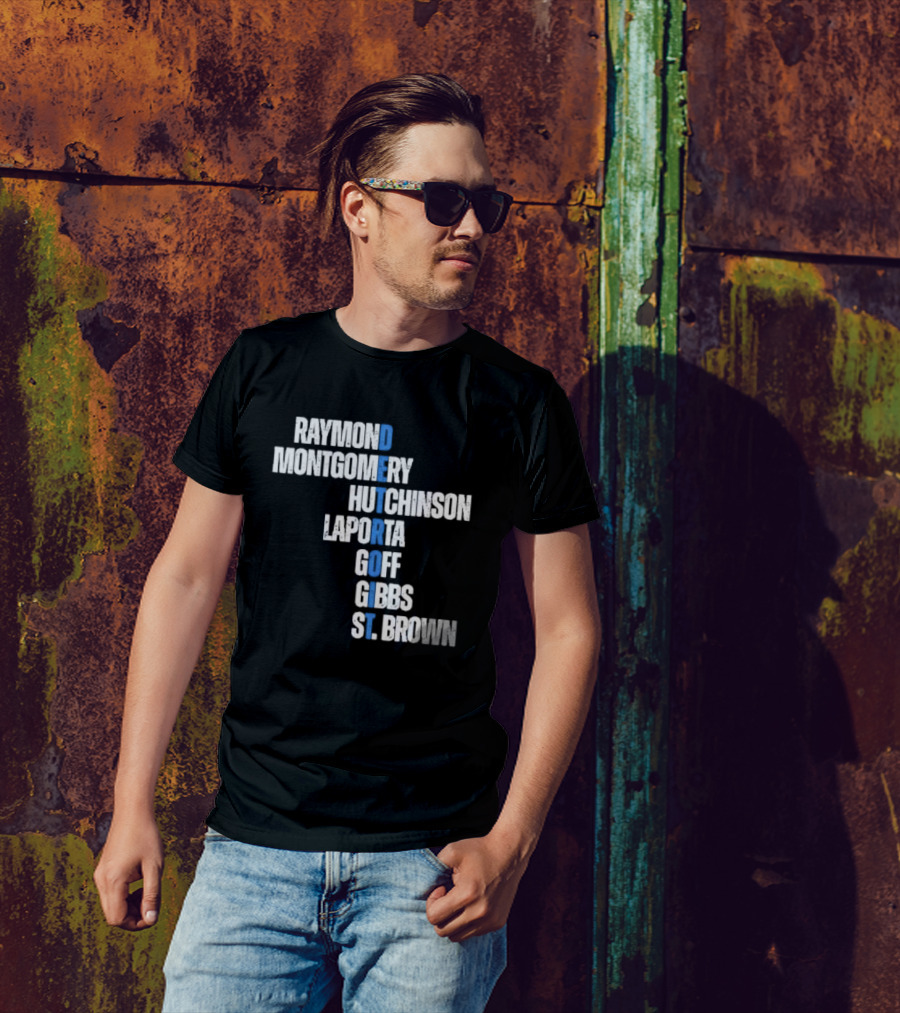 Raymond Montgomery Hutchinson Laporta Goff Gibbs St Brown Detroit Lions Football T-Shirt