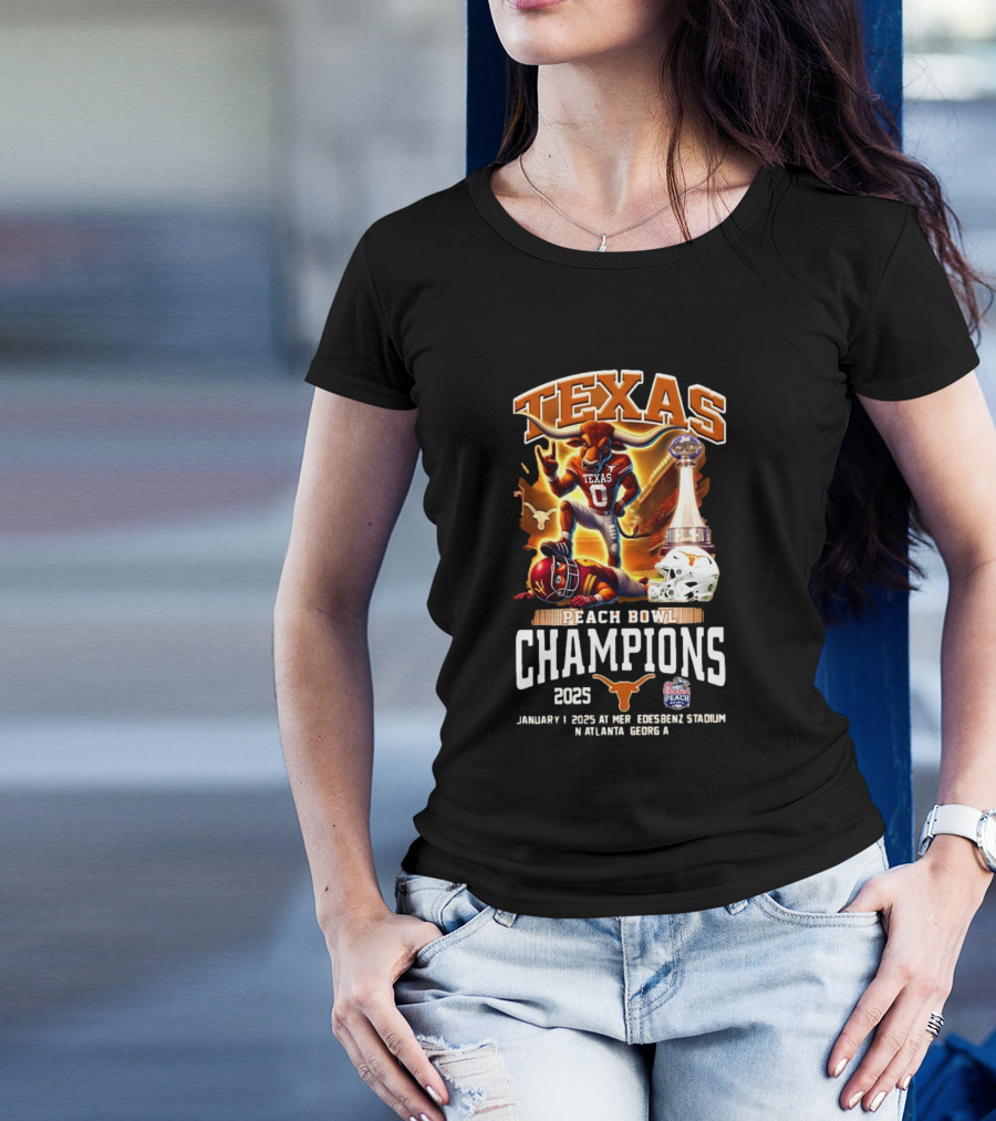 Texas Peach Bowl Champions 2025 January 1 Mercedes-Benz Stadium Atlanta Georgia Fans T-Shirt