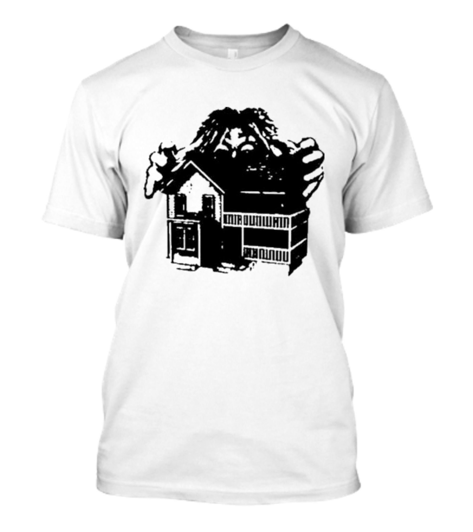 Teenage Disaster Round Neck Monster Grabbing House T-Shirt