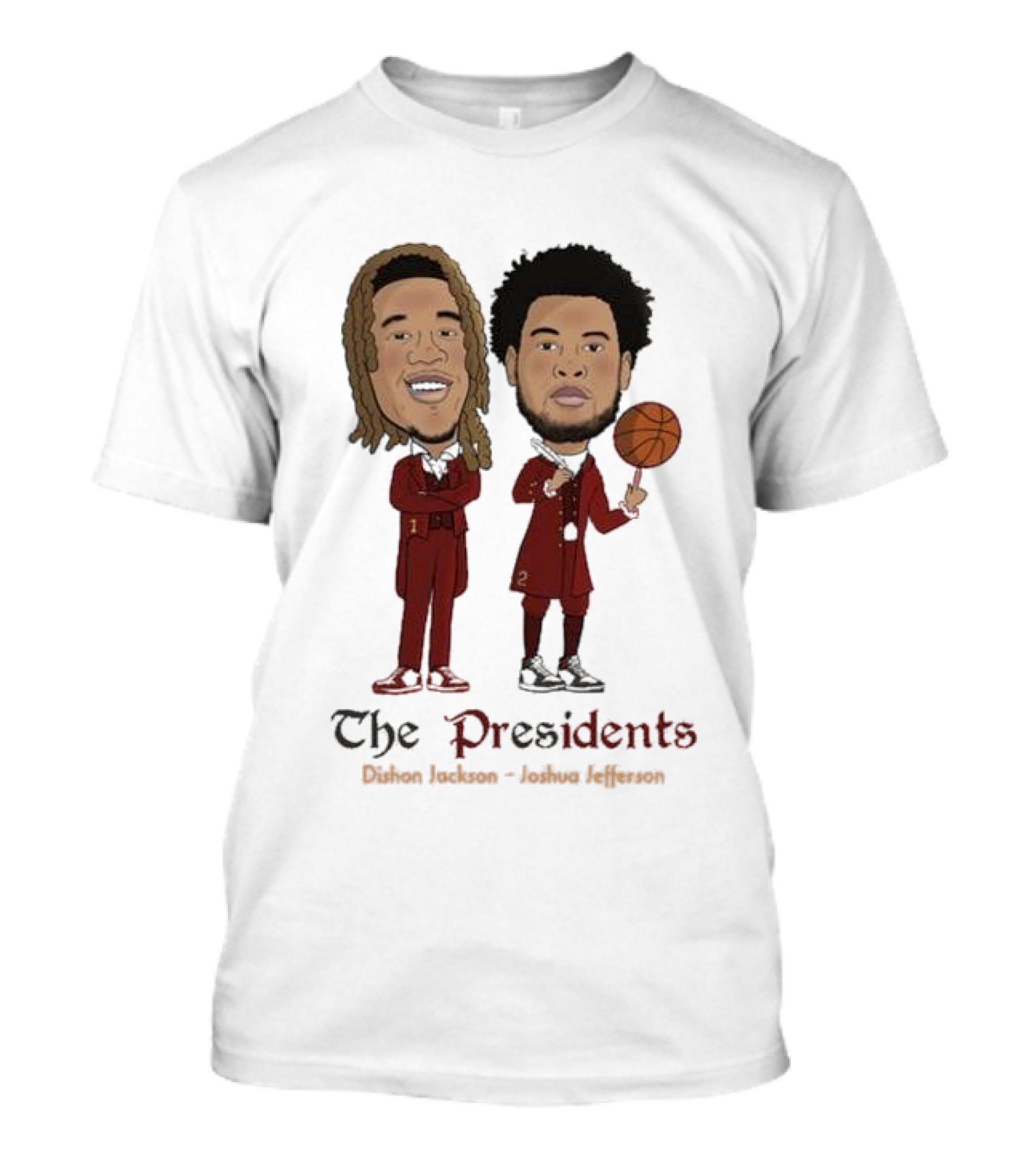 The Presidents Dishon Jackson Joshua Jefferson Basketball Caricature T-Shirt