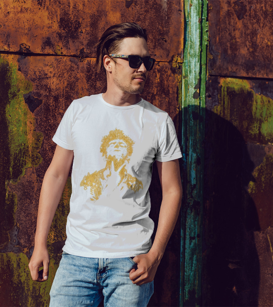 Anthony Green California Fire Relief Fund Charity Portrait Yellow Sketch T-Shirt