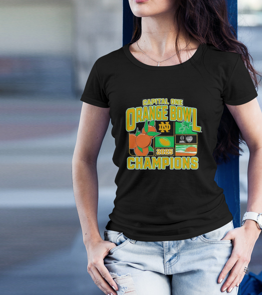 2025 Notre Dame Fighting Irish Capital One Orange Bowl Champions T-Shirt