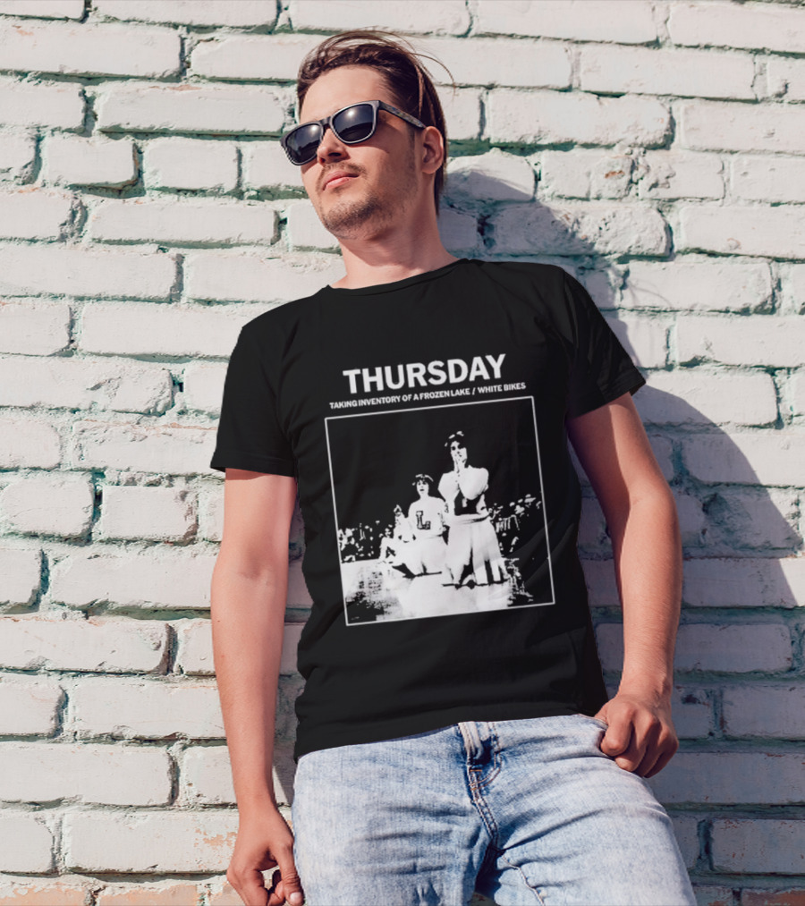 Thursday Taking Inventory Of A Frozen Lake White Bikes Cheerleaders T-Shirt