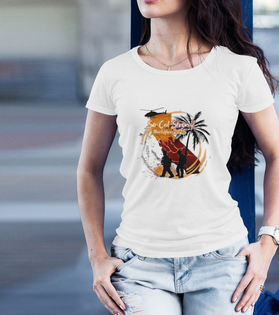 SoCal Strong #Wildfires2023 California Firefighters Helicopter Palm Tree T-Shirt