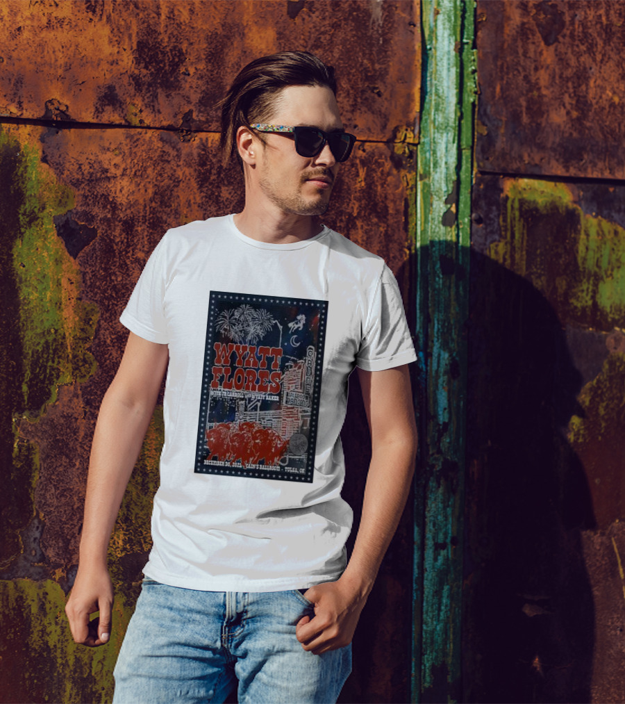 Wyatt Flores December 30 2024 At Cain's Ballroom Tulsa With TJ Carroll And Wyatt Baker T-Shirt