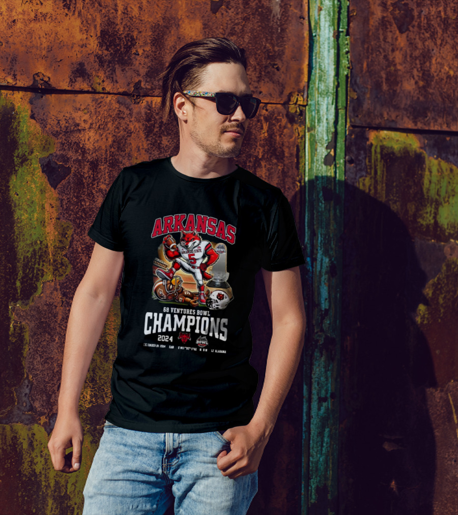 Arkansas State Red Wolves 68 Ventures Bowl Champions 2024 December 28 Football Victory T-Shirt