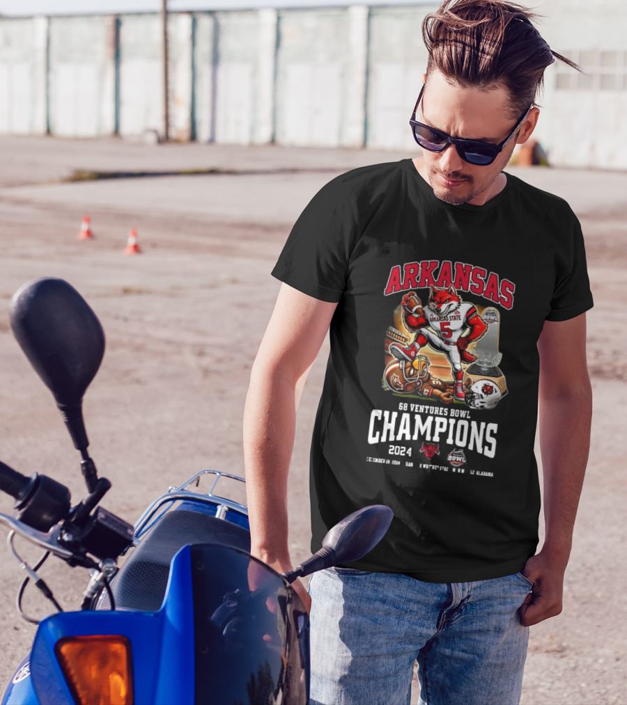 Arkansas State Red Wolves 68 Ventures Bowl Champions 2024 December 28 Football Victory T-Shirt
