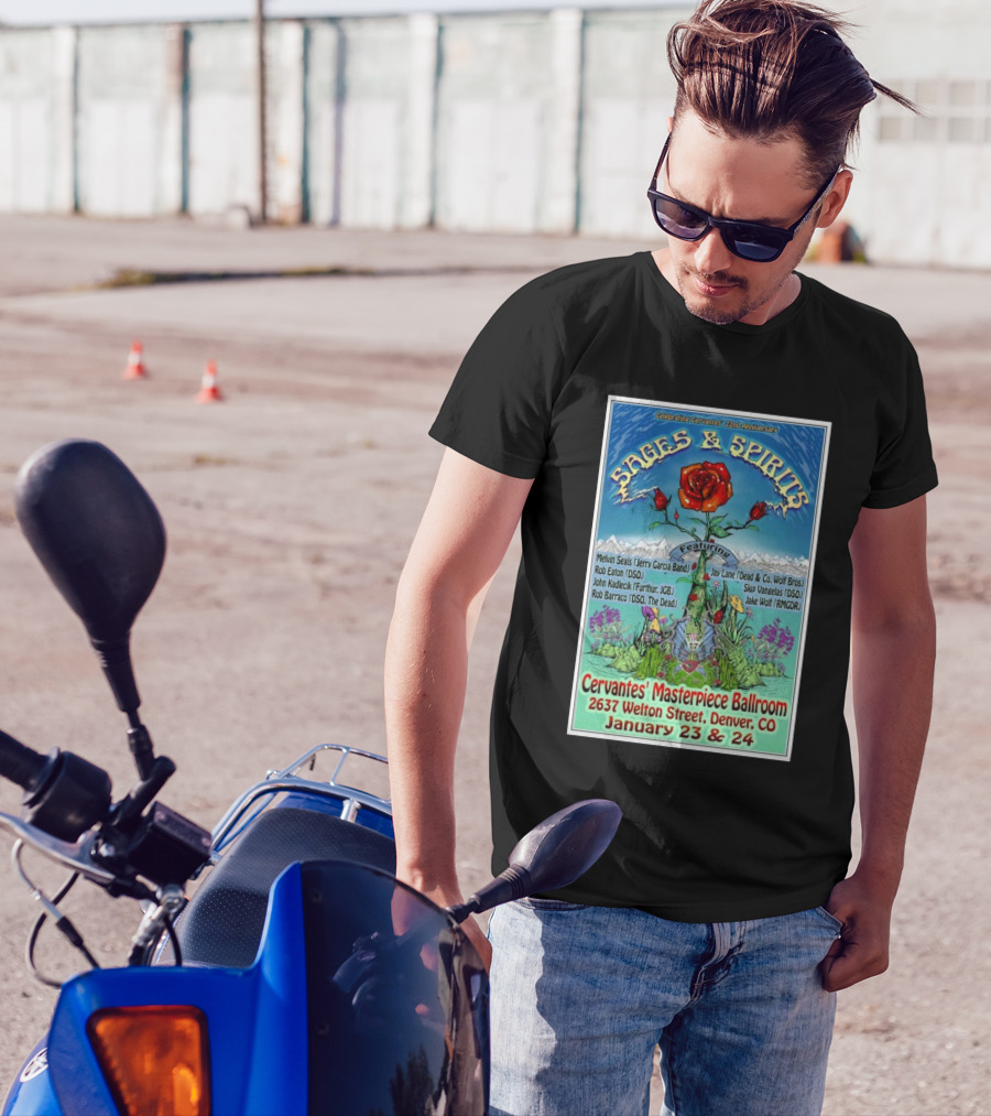 Celebrating Cervantes 22nd Anniversary Sages And Spirits Featuring Melvin Seals Jay Lane Cervantes Masterpiece Ballroom Denver CO January 23 And 24 2025 T-Shirt