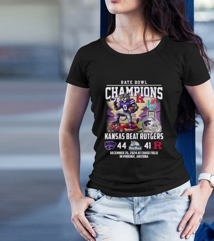 Rate Bowl Champions Kansas State Wildcats Beat Rutgers December 26, 2024 Chase Field Phoenix Arizona T-Shirt