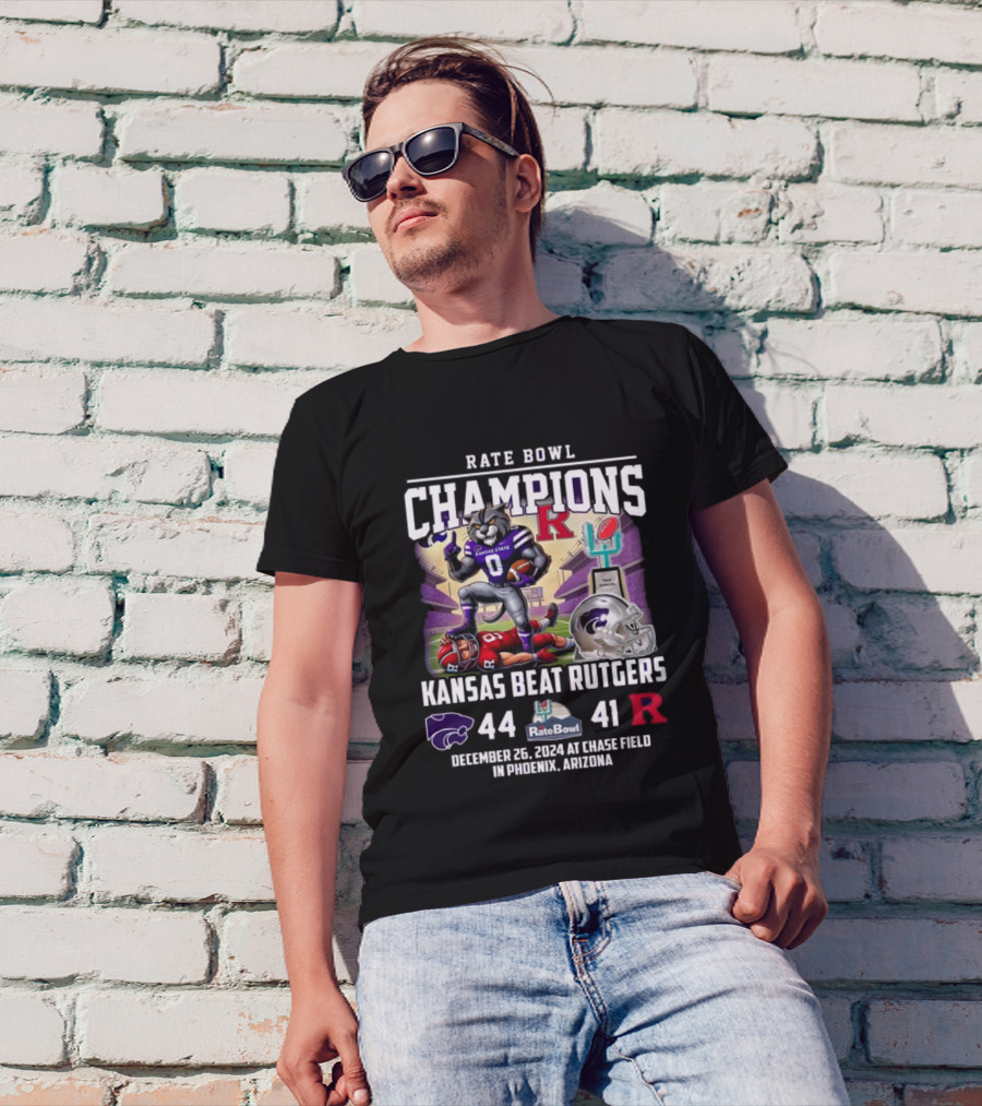 Rate Bowl Champions Kansas State Wildcats Beat Rutgers December 26, 2024 Chase Field Phoenix Arizona T-Shirt