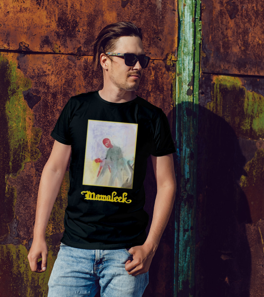 Mamaleek Primo Sonno Abstract Figure With Red Face And Yellow Border T-Shirt