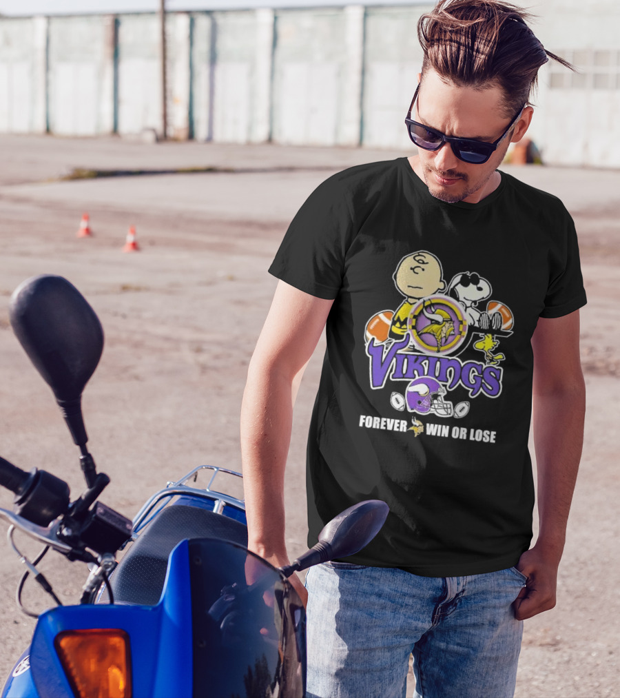 Charlie Brown Snoopy Woodstock Vikings Forever Win Or Lose Football T-Shirt