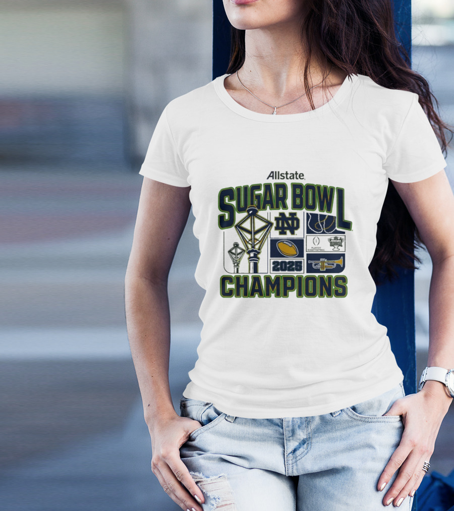 Notre Dame Fighting Irish 2025 College Football Playoff Sugar Bowl Champions T-Shirt