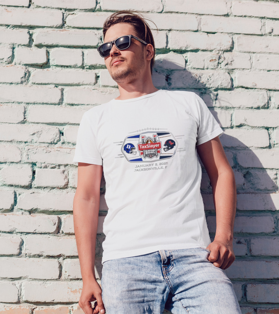 Ole Miss Rebels Vs Duke Blue Devils TaxSlayer Gator Bowl January 2, 2025 Jacksonville FL Helmets T-Shirt