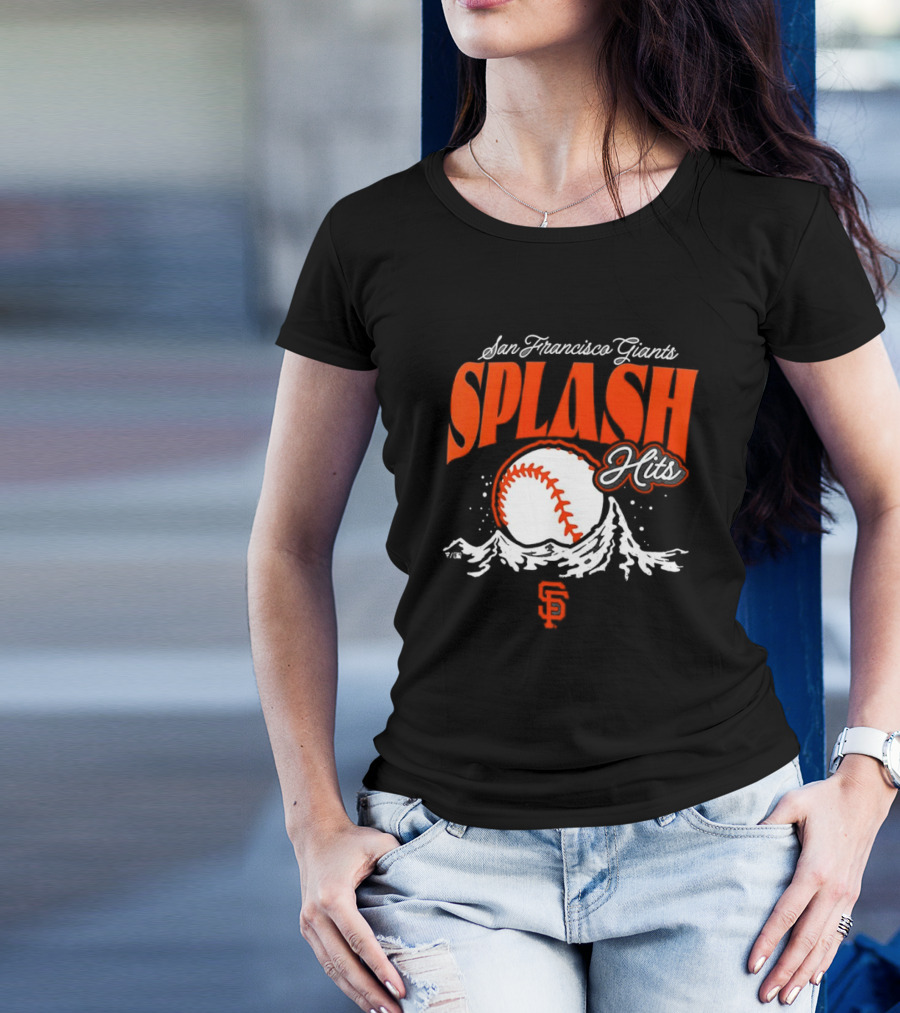 San Francisco Giants Splash Hits Baseball Waves And Number 9 T-Shirt