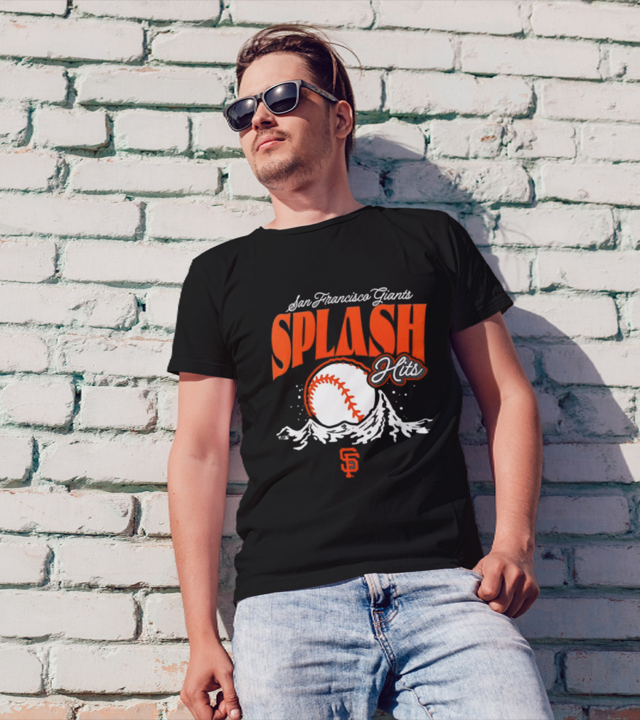 San Francisco Giants Splash Hits Baseball Waves And Number 9 T-Shirt