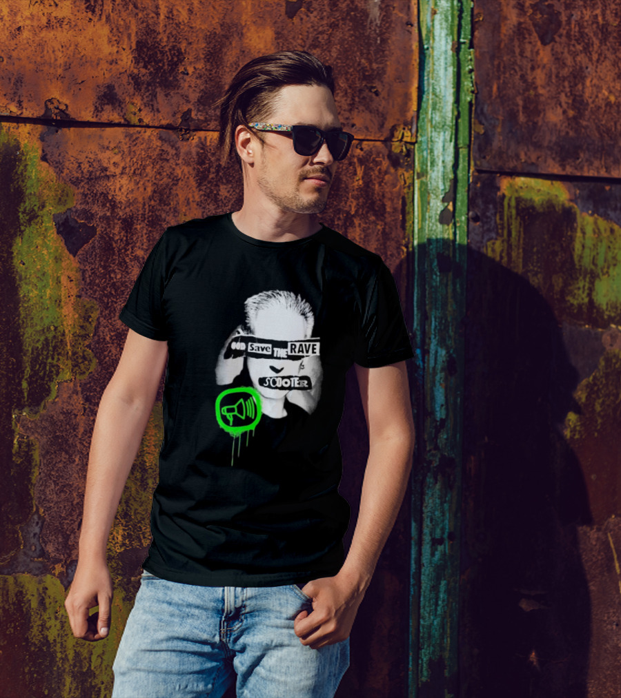 Scooter God Save The Rave Speaker Icon Bold Design T-Shirt
