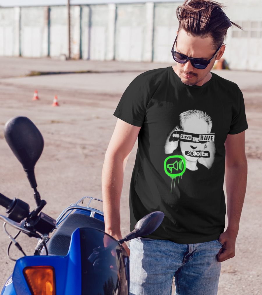 Scooter God Save The Rave Speaker Icon Bold Design T-Shirt