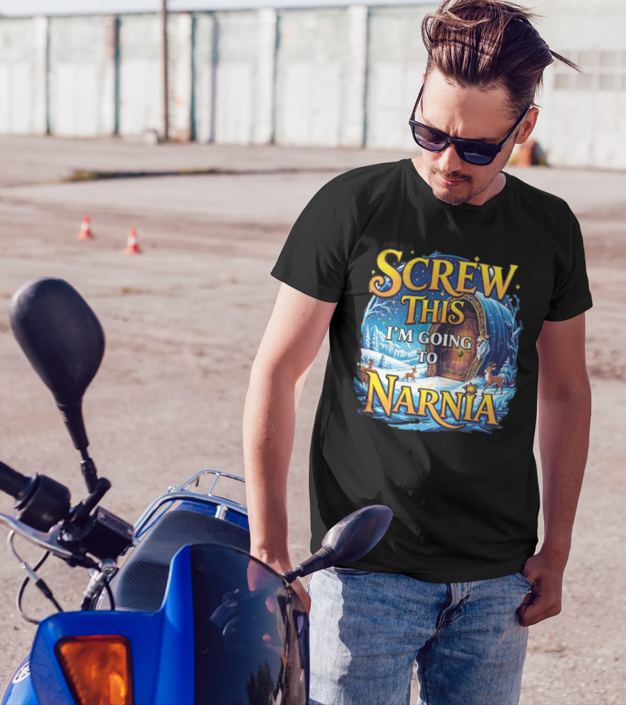 Screw This I'm Going To Narnia Magical Door With Deer And Snowy Landscape T-Shirt
