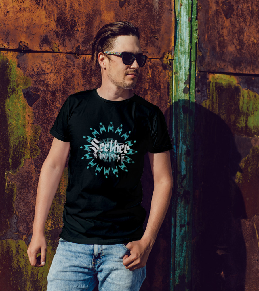 Seether The Surface Seems So Far Circle Blue And White Motif T-Shirt