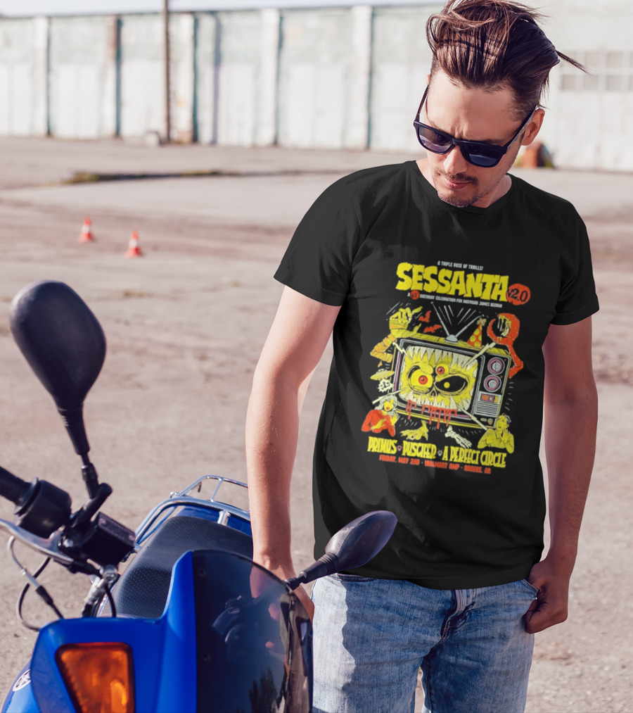 Sessanta 2.0 Event Primus Puscifer A Perfect Circle May 2 2025 Rogers AR Walmart AMP TV T-Shirt