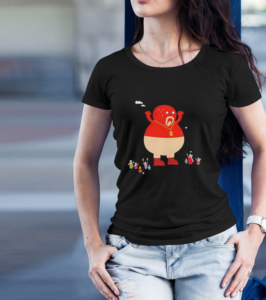 Simon Oxley Neanderfools Giant Red Character Dollar Necklace T-Shirt