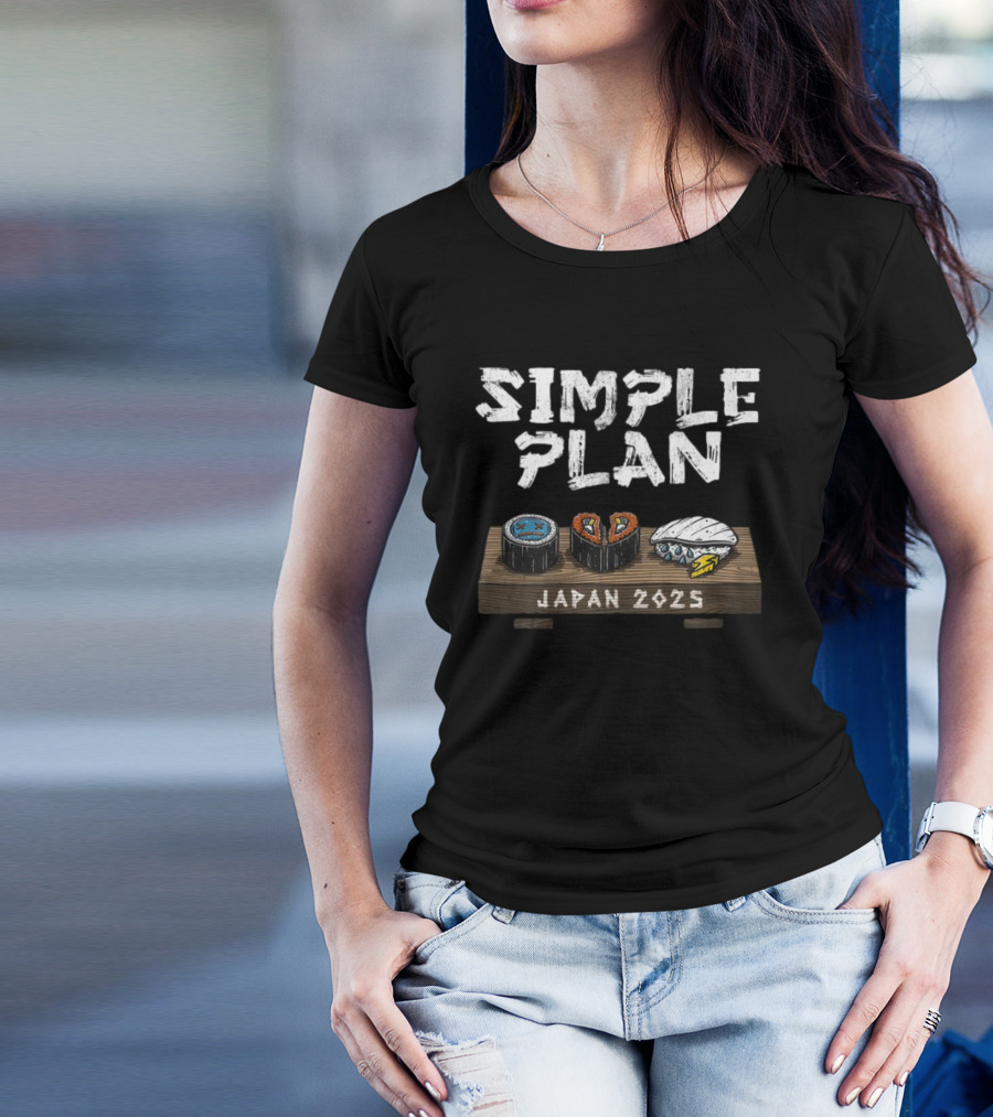Simple Plan Japan 2025 Sushi Icons T-Shirt