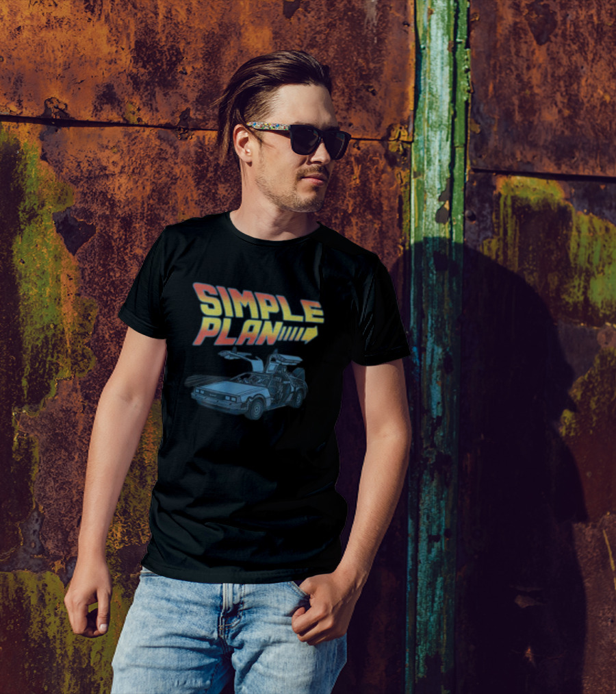 SIMPLE PLAN Time Travel Car Retro Style Cutout T-Shirt