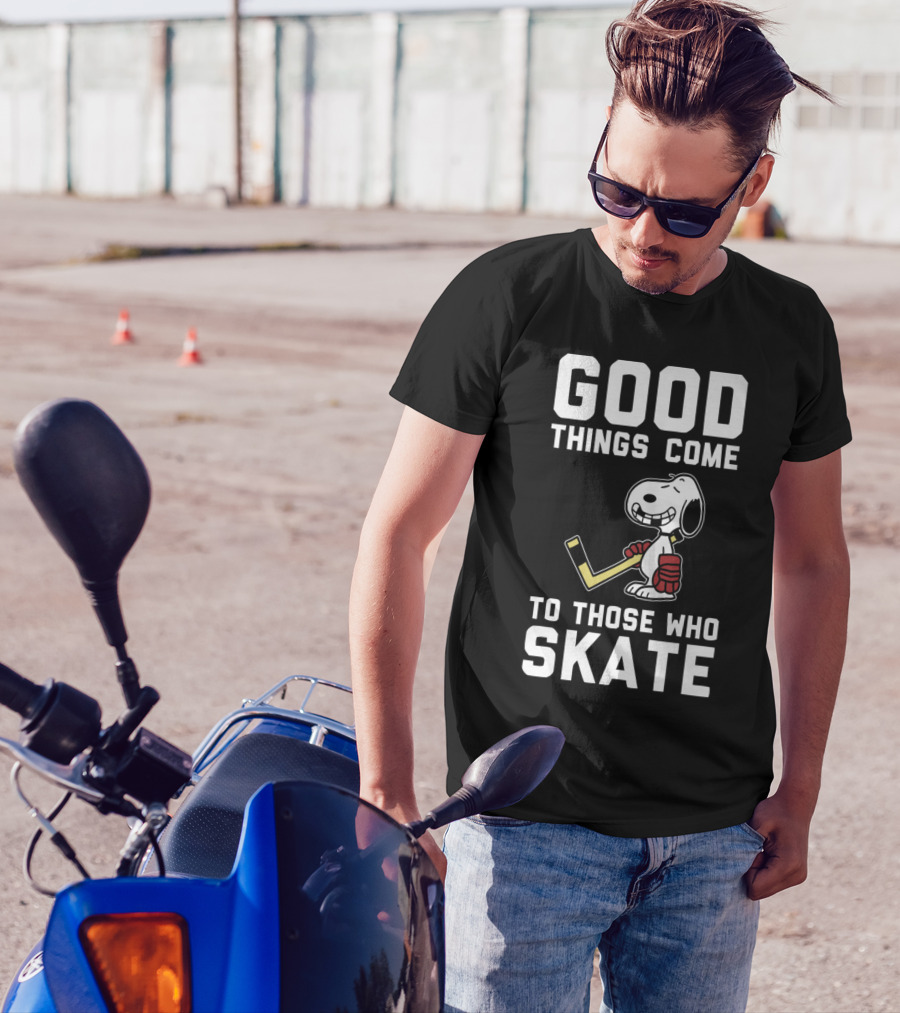 Snoopy Good Things Come To Those Who Skate Hockey T-Shirt