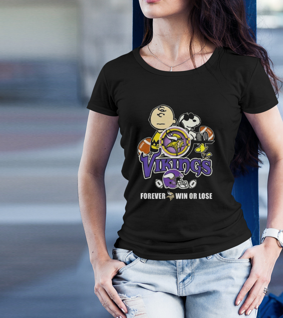 Charlie Brown Snoopy Vikings Football Forever Win Or Lose T-Shirt