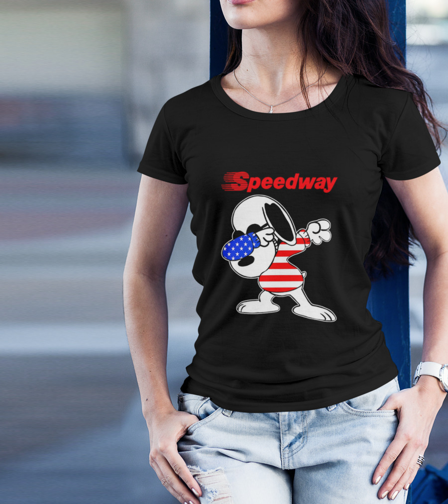 Speedway Snoopy Dabbing American Flag Outfit T-Shirt