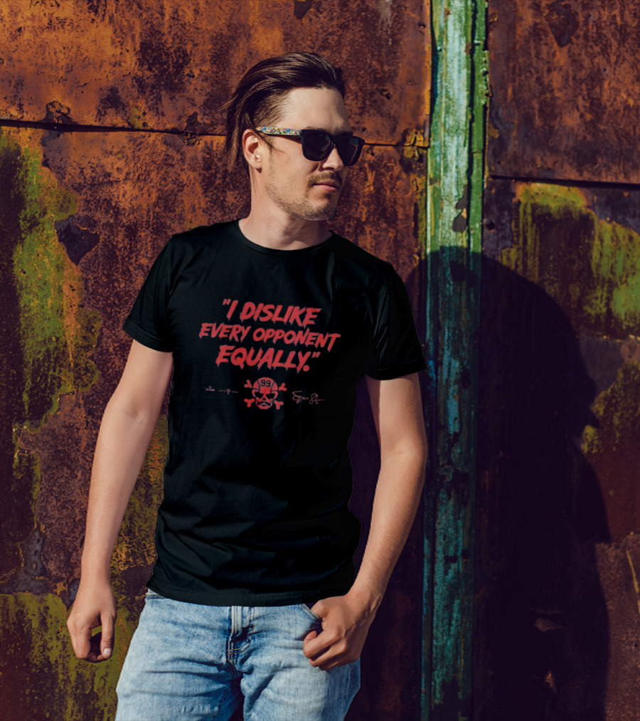 "I Dislike Every Opponent Equally Spencer Strider Skull And Crossbones Signature" T-Shirt